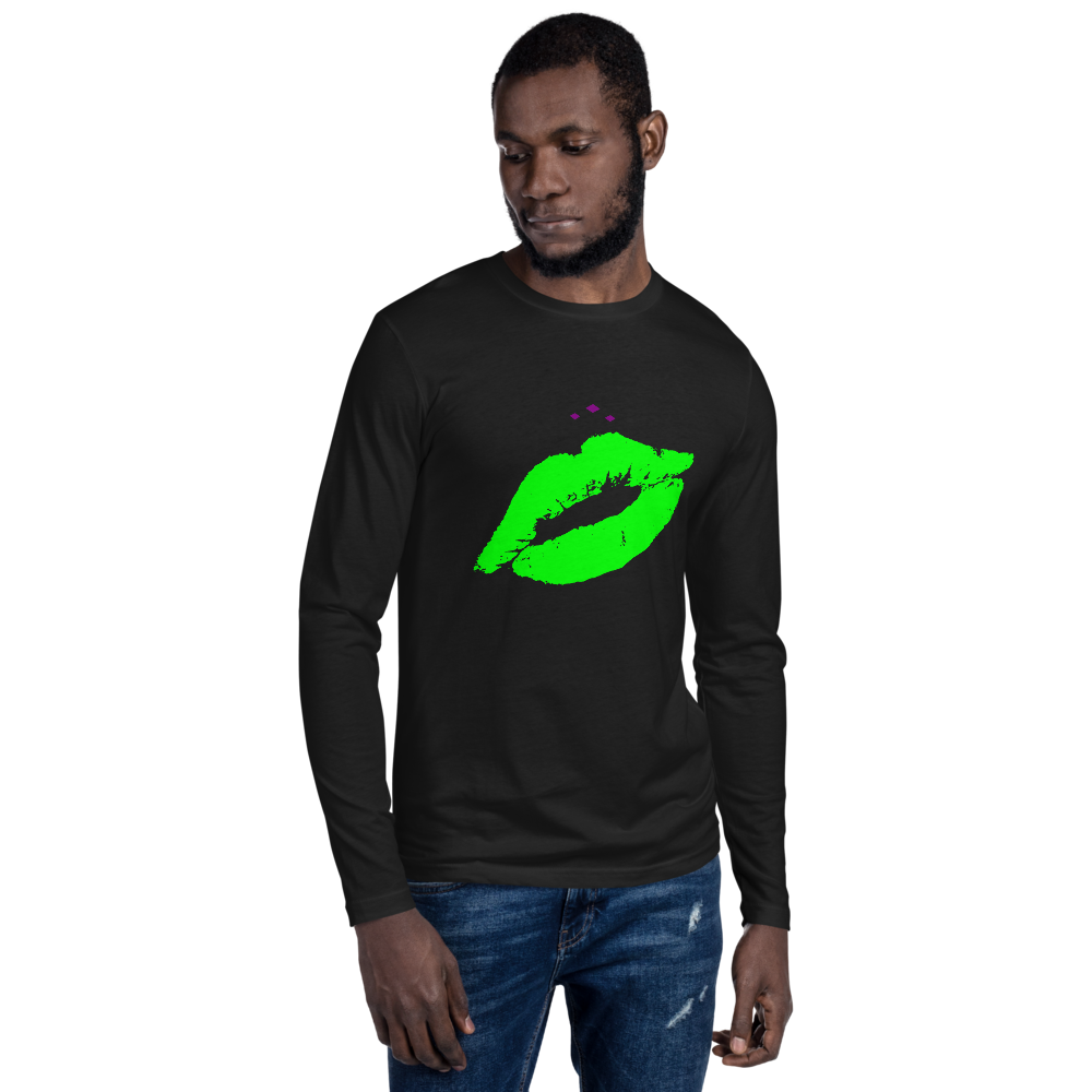 Kiss Me | Green On Black Long Sleeve