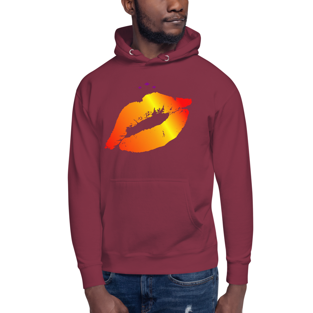 Kiss Me | Fire On Maroon Hoodie