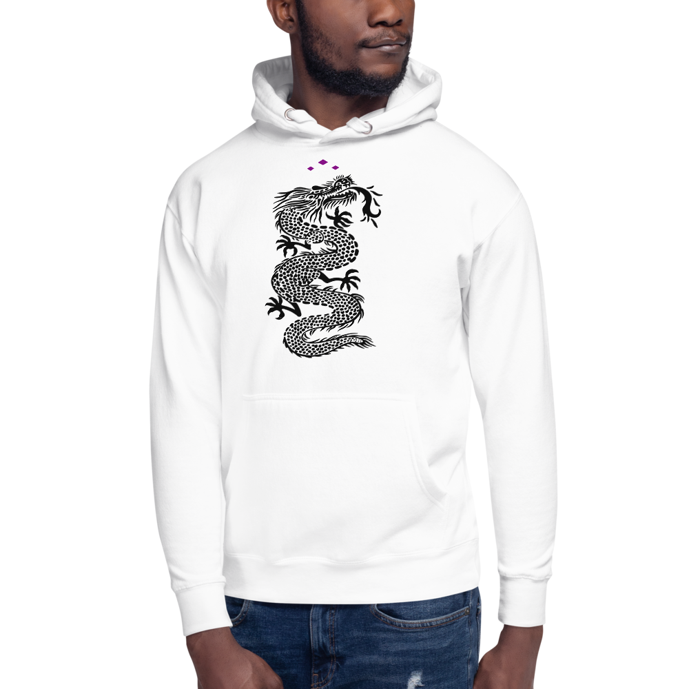 Dragon | Black On White Hoodie