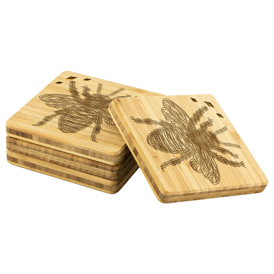 Buzzed Bee | Etched On Bamboo Coaster