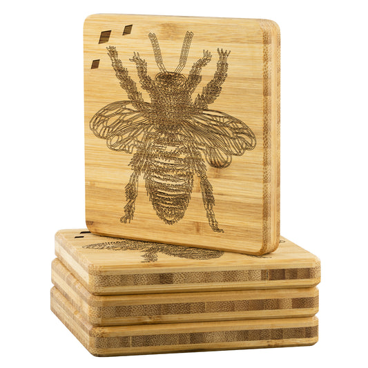 Buzzed Bee | Etched On Bamboo Coaster