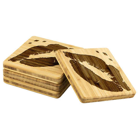 Kiss Me | Etched On Bamboo Coaster