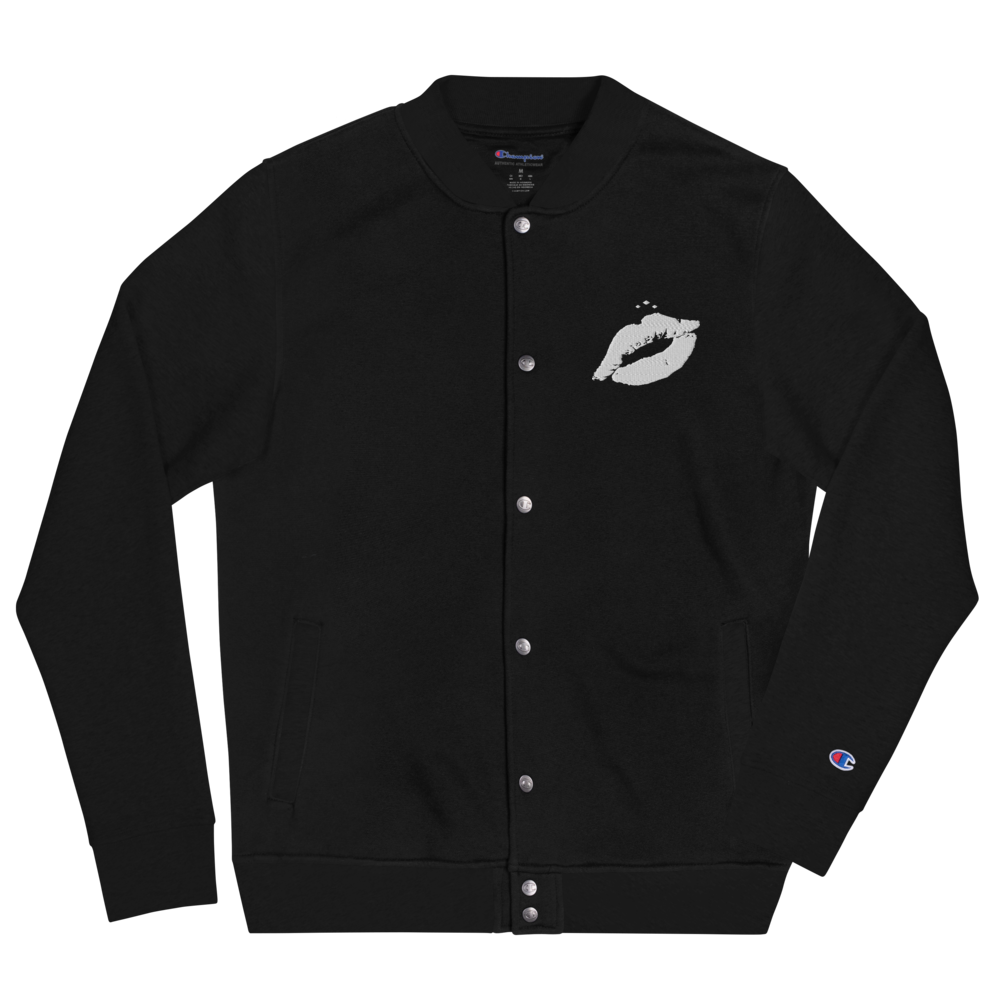 Kiss Me | White on Black Champion Bomber