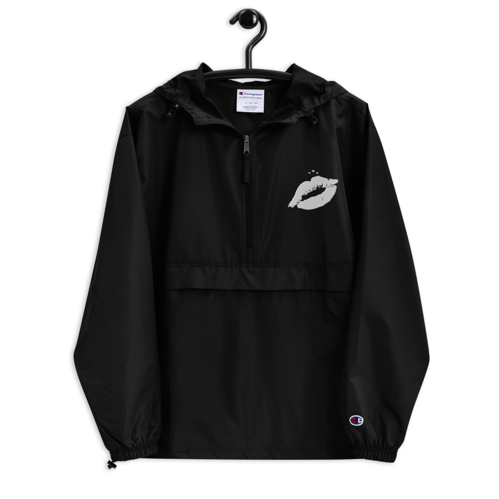 Kiss Me | White on Black Champion Jacket