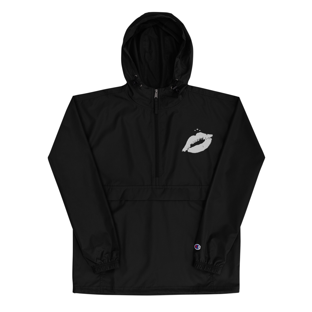 Kiss Me | White on Black Champion Jacket