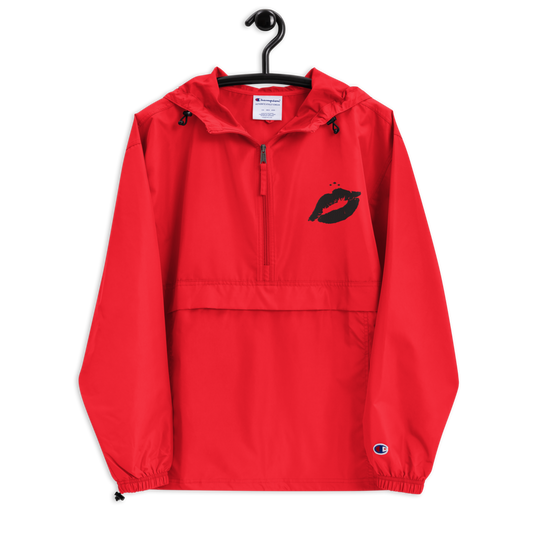 Kiss Me | Black on Red Champion Jacket