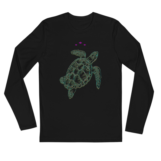 Sea Turtle | Green On Black Long Sleeve