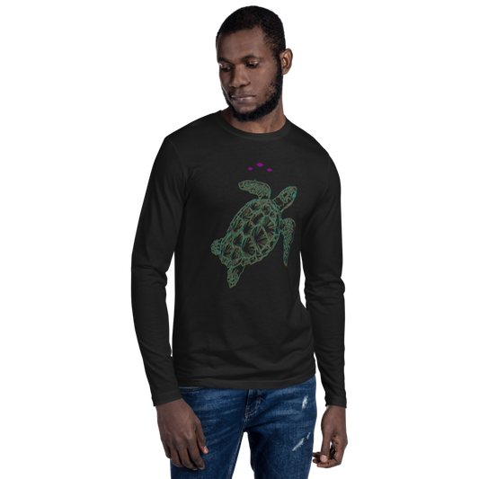 Sea Turtle | Green On Black Long Sleeve