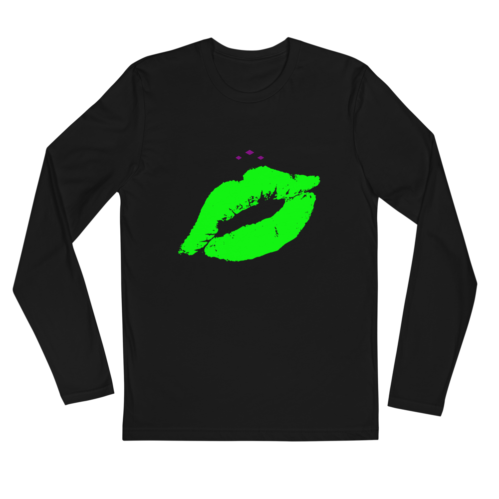 Kiss Me | Green On Black Long Sleeve