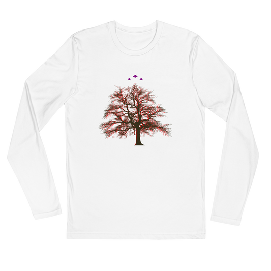 Tree's Light | Red On White Long Sleeve