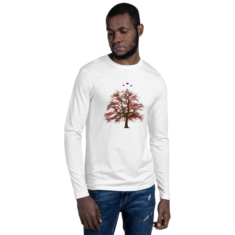 Tree's Light | Red On White Long Sleeve