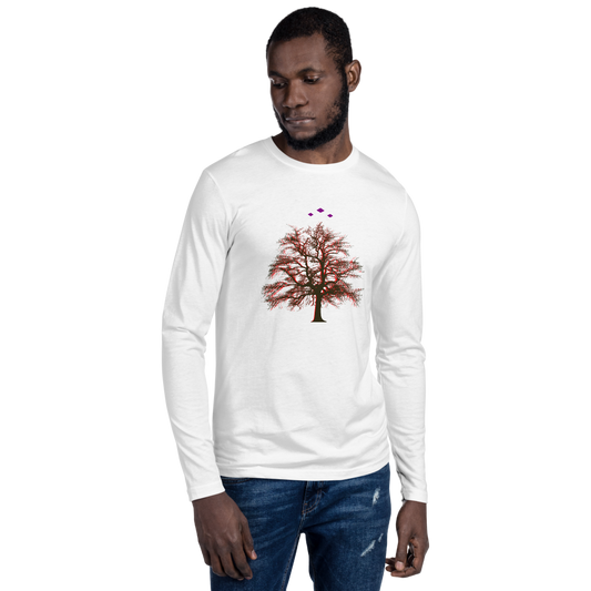 Tree's Light | Red On White Long Sleeve