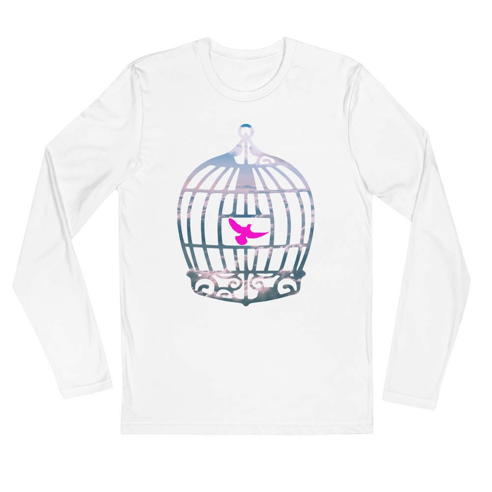 Uncaged | Pink On White Long Sleeve