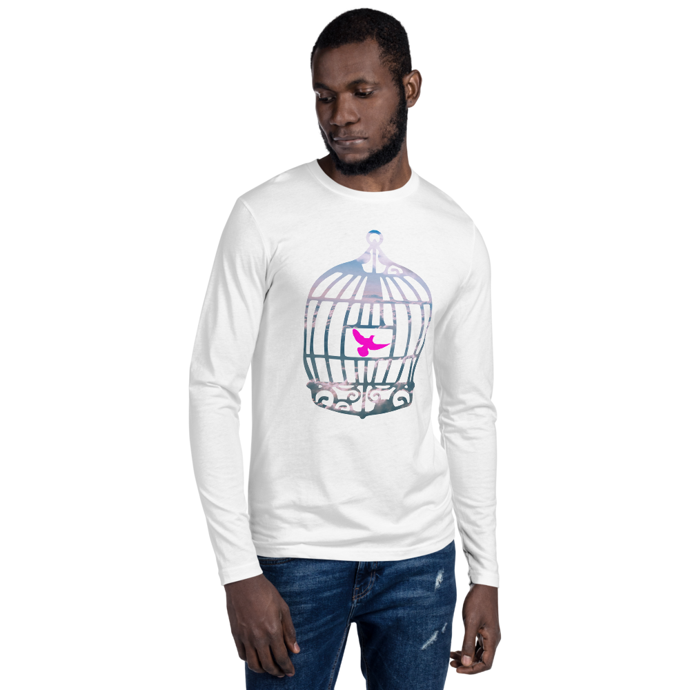 Uncaged | Pink On White Long Sleeve