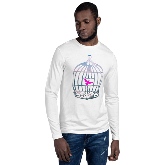 Uncaged | Pink On White Long Sleeve