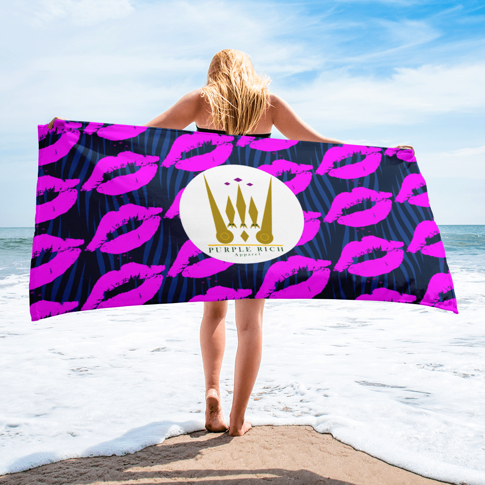 Kisses All Over in Pink | Beach & Pool Towel