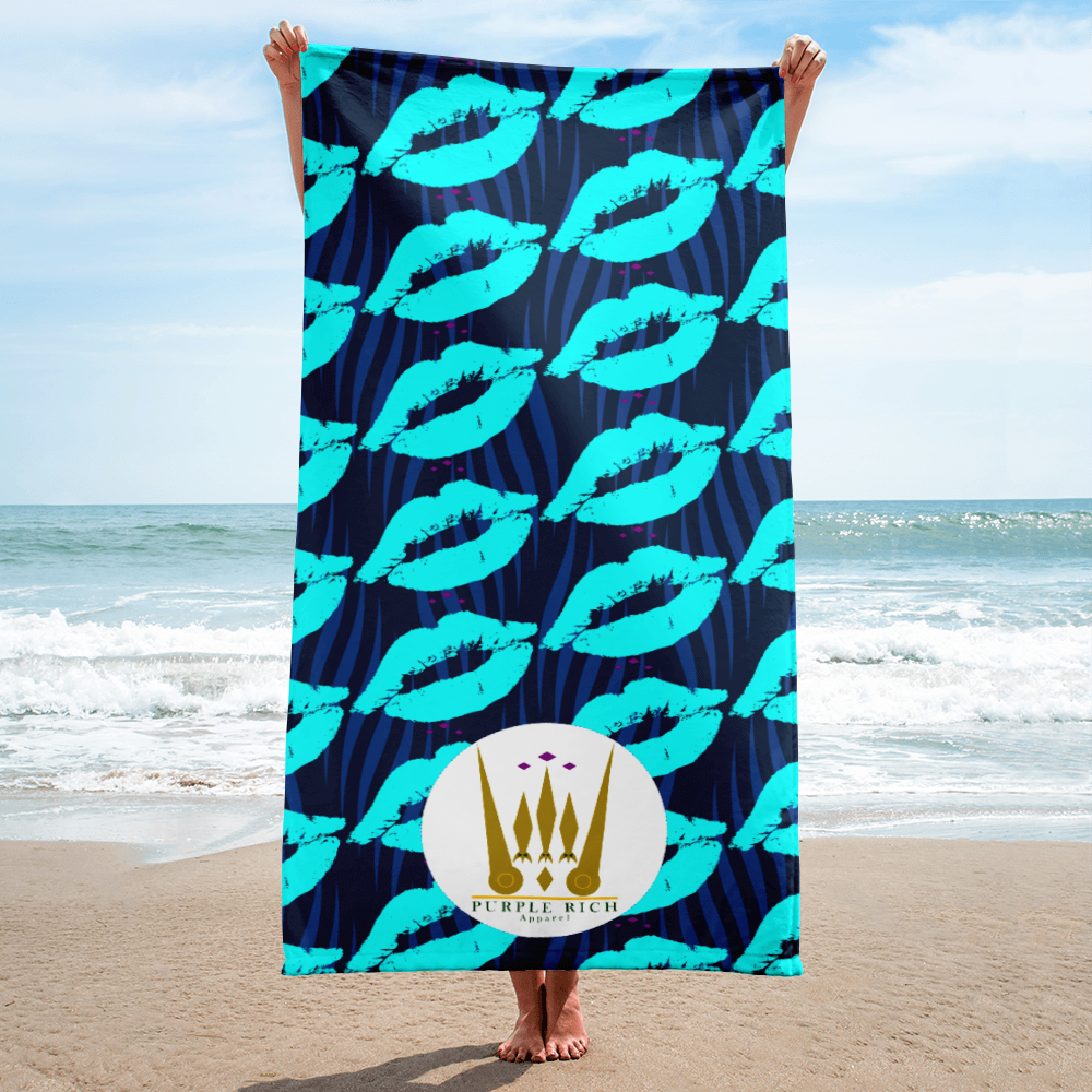 Kisses All Over In Blue | Beach & Pool Towel