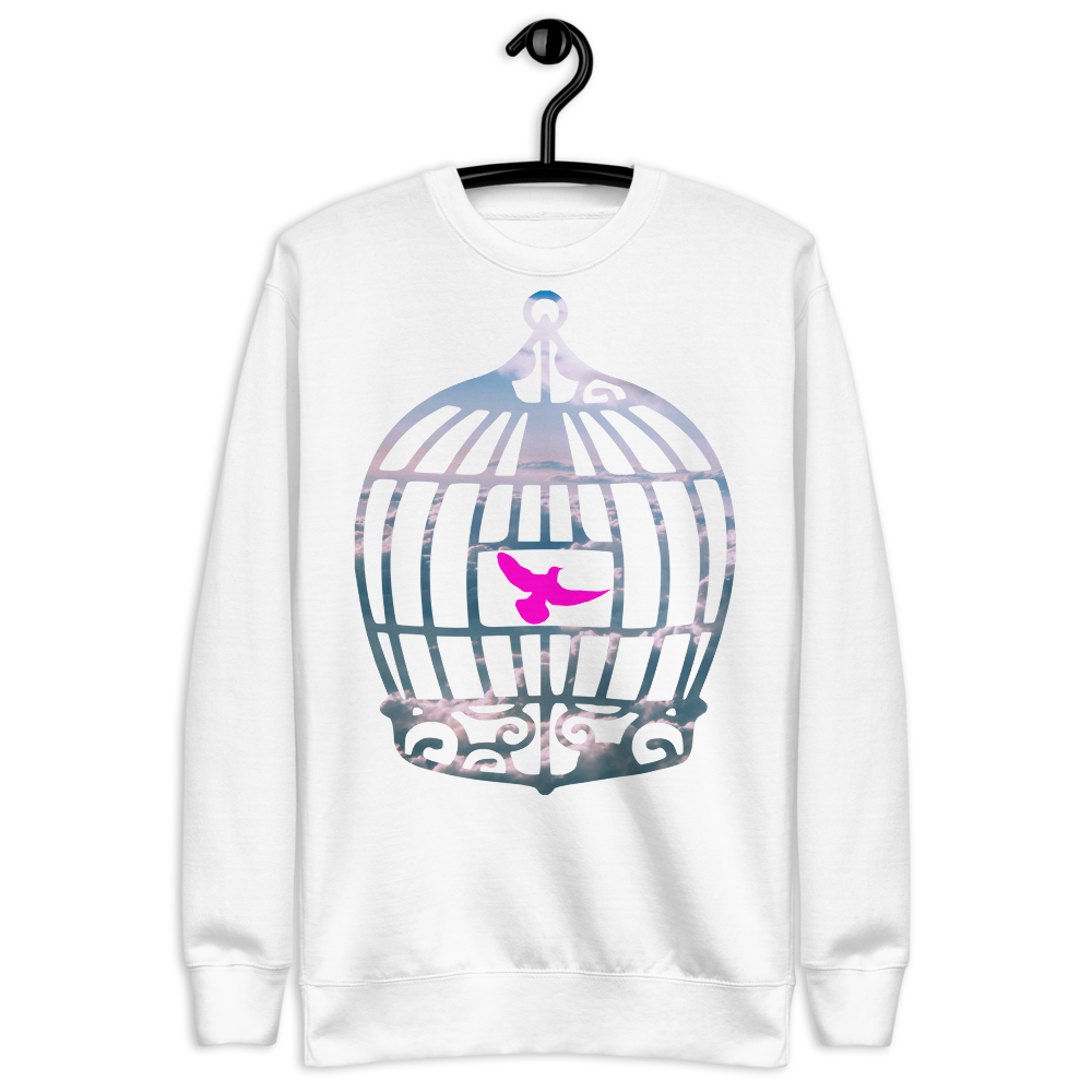 Uncaged | Pink On White Sweatshirt