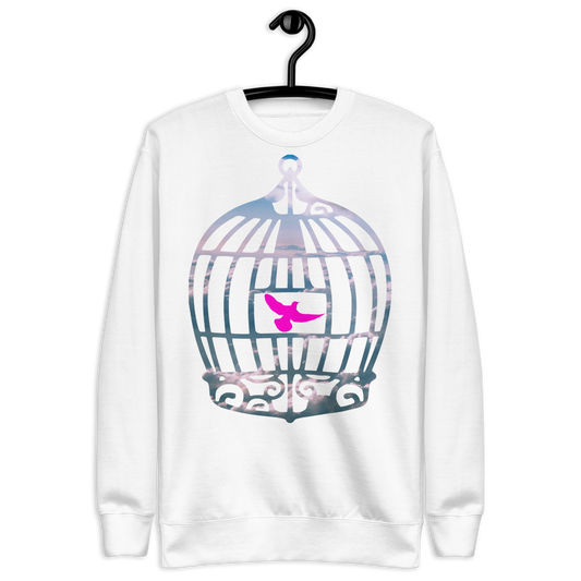 Uncaged | Pink On White Sweatshirt