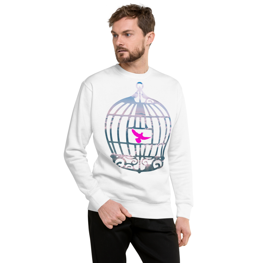 Uncaged | Pink On White Sweatshirt