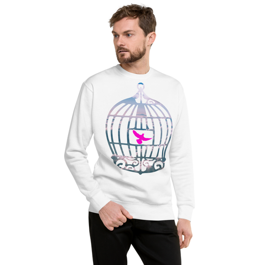 Uncaged | Pink On White Sweatshirt