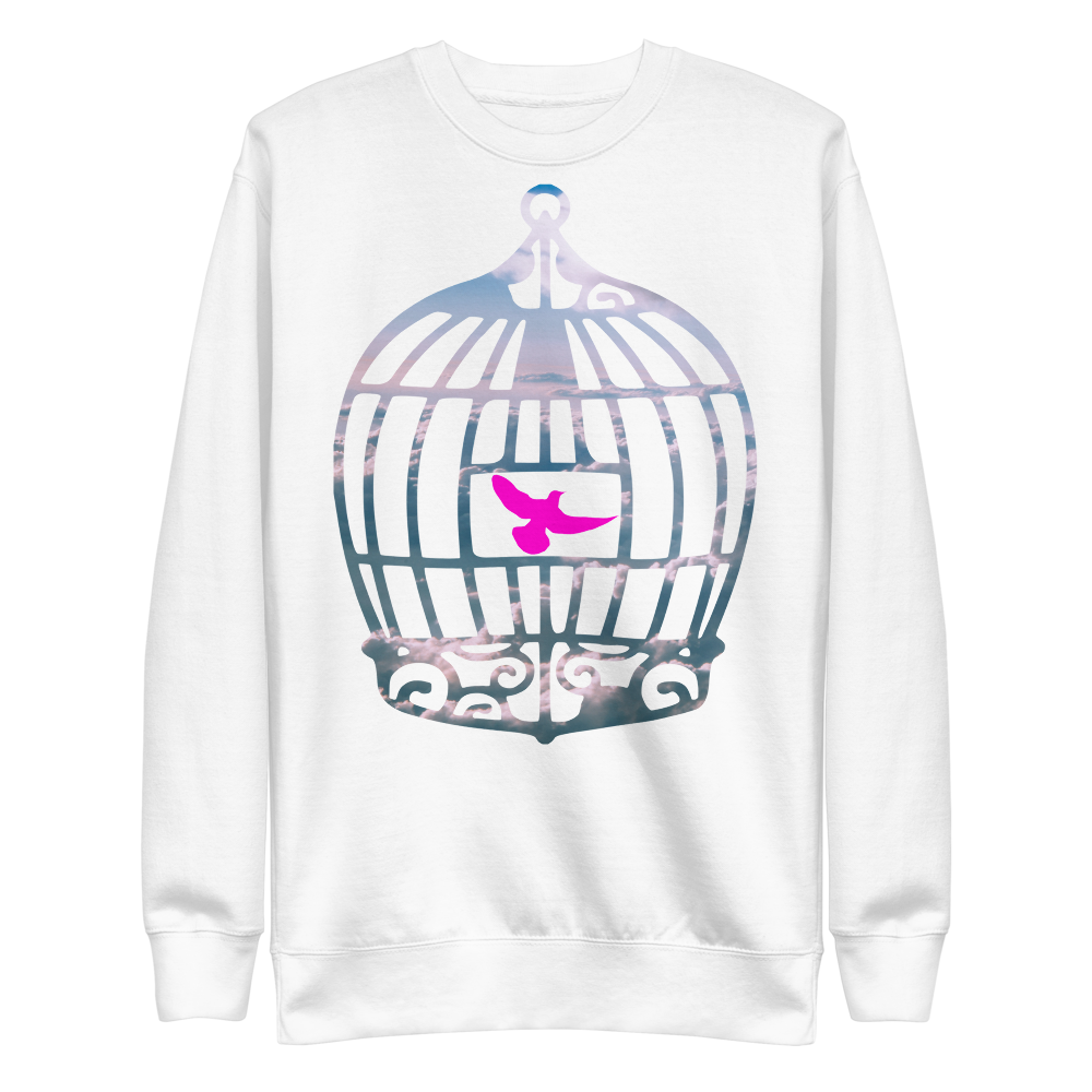 Uncaged | Pink On White Sweatshirt