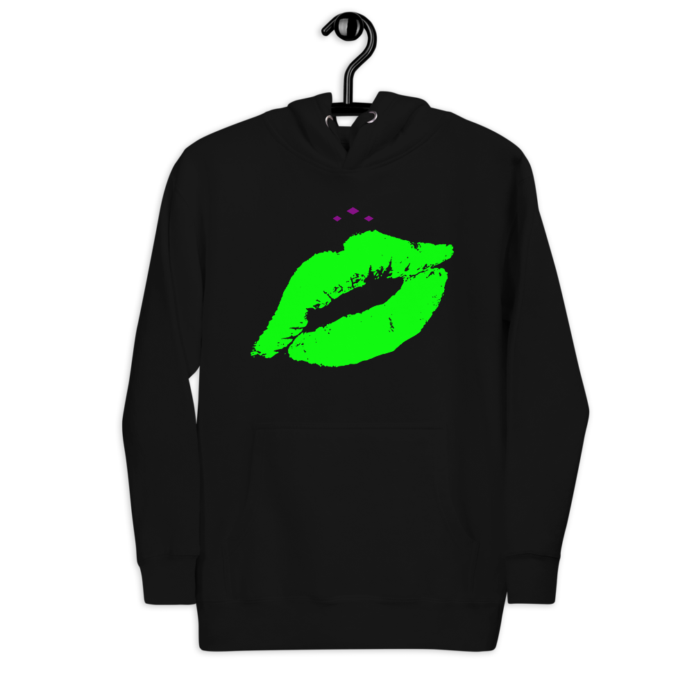 Kiss Me | Green On Black Hoodie