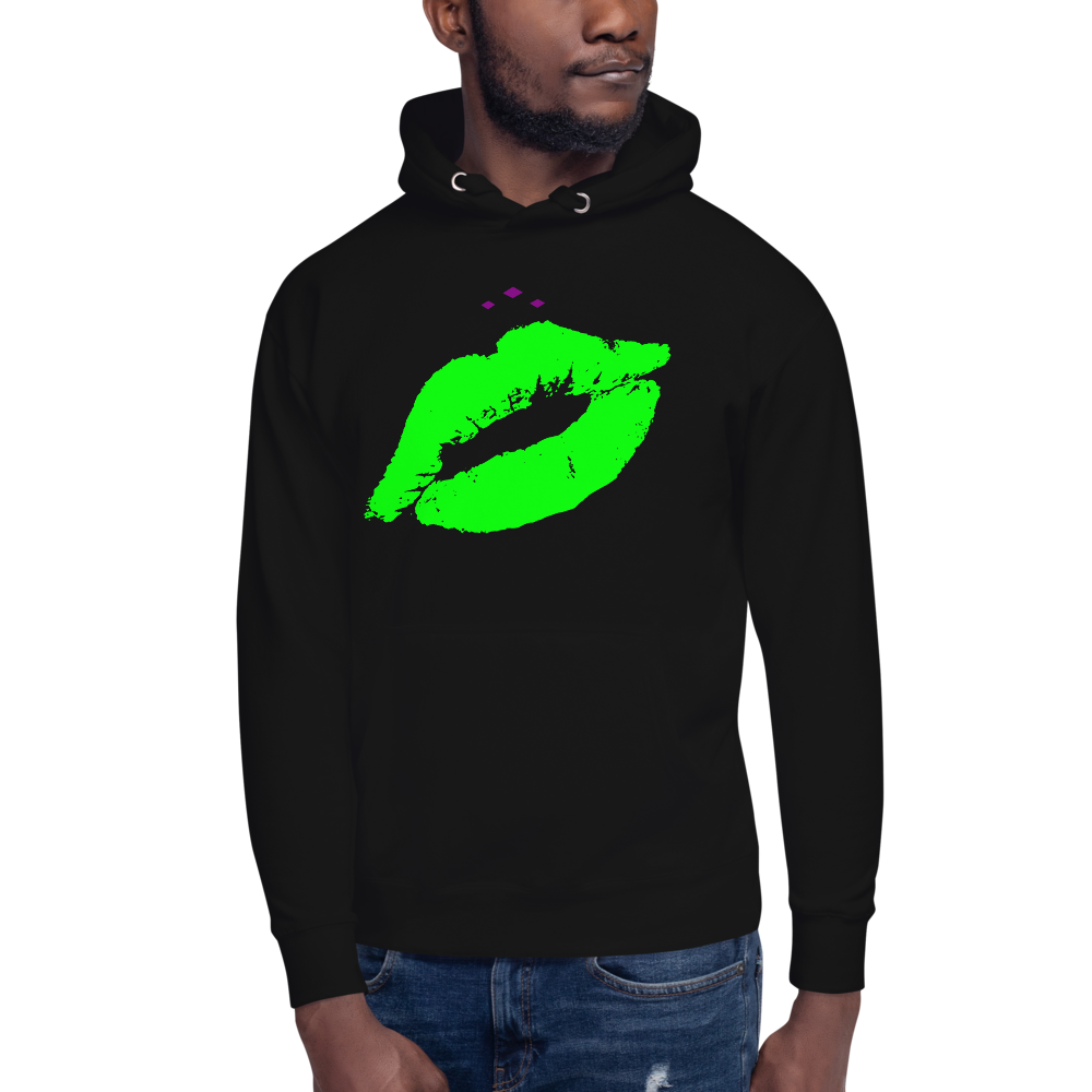 Kiss Me | Green On Black Hoodie