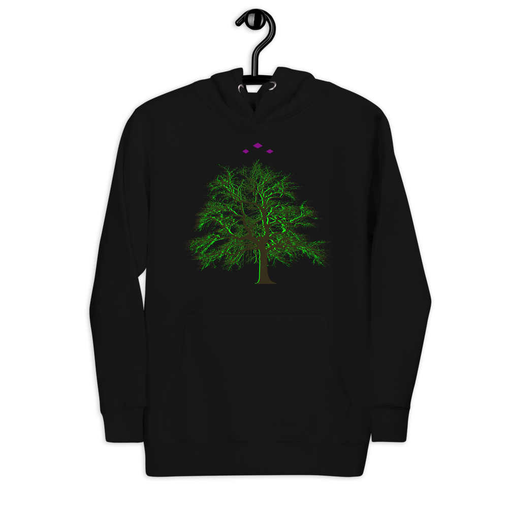 Tree's Light | Green On Black Hoodie