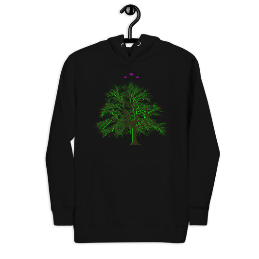 Tree's Light | Green On Black Hoodie