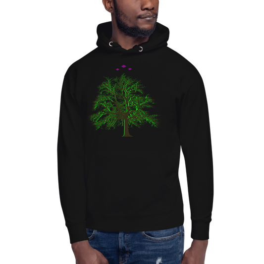 Tree's Light | Green On Black Hoodie