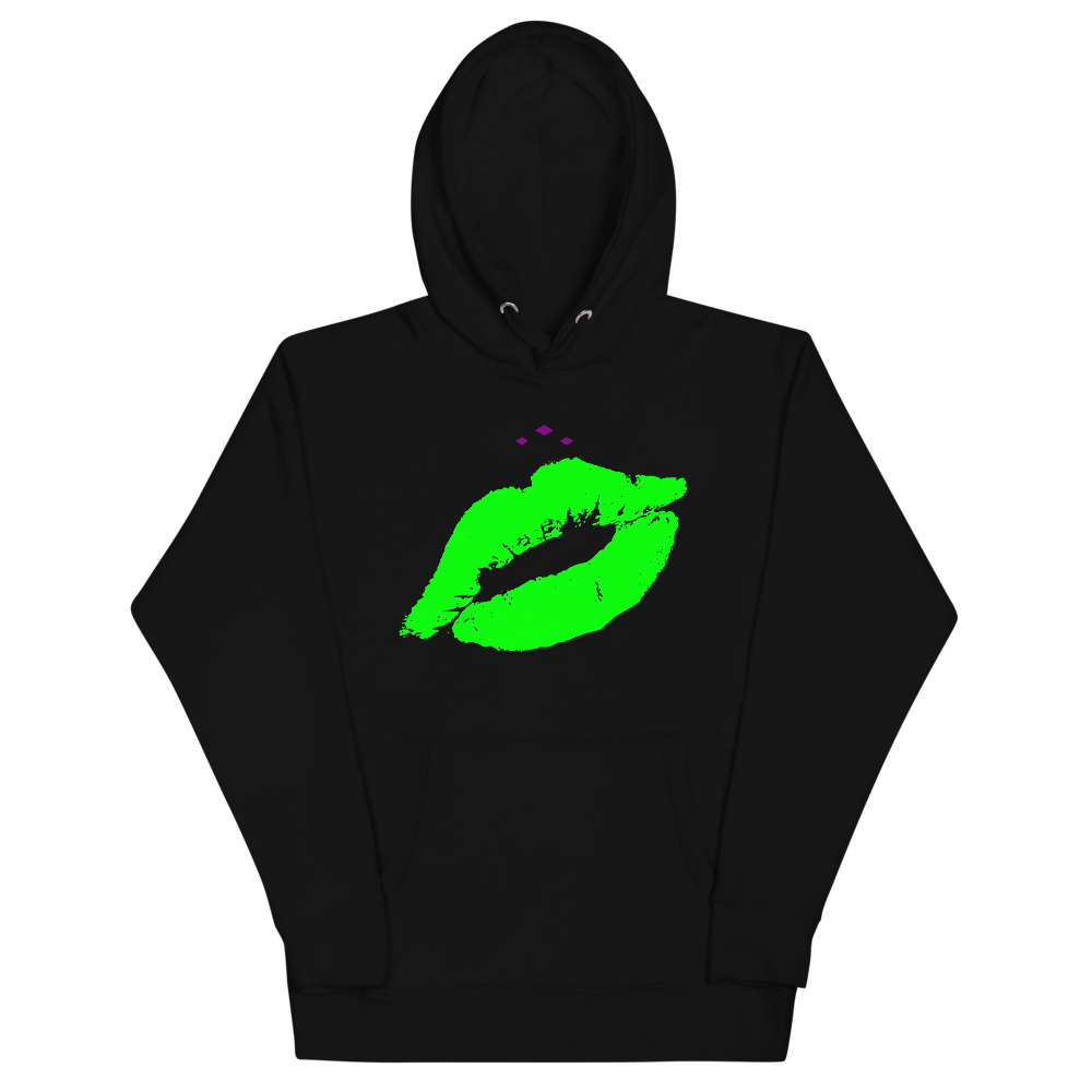 Kiss Me | Green On Black Hoodie