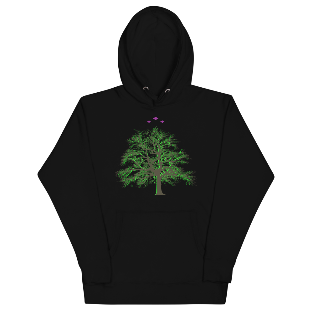 Tree's Light | Green On Black Hoodie