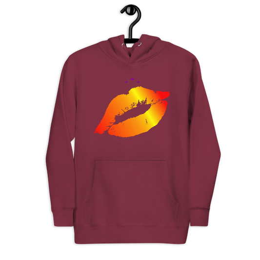 Kiss Me | Fire On Maroon Hoodie