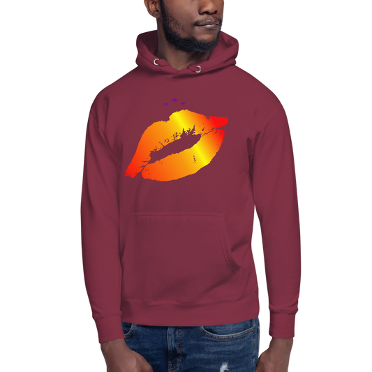 Kiss Me | Fire On Maroon Hoodie