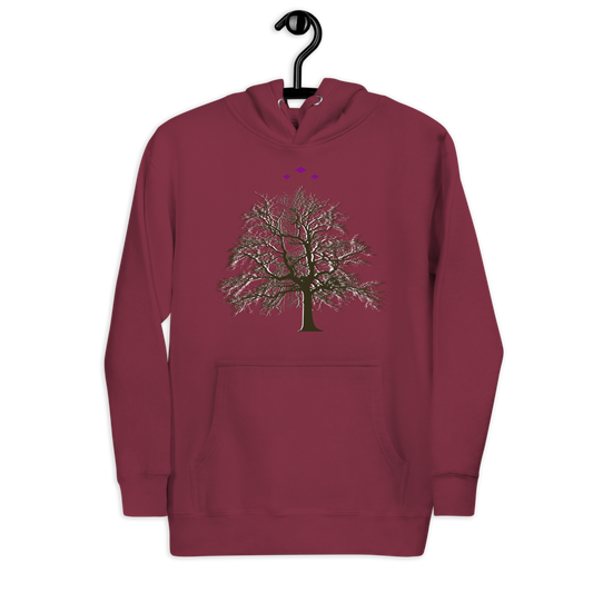 Tree's Light | White On Maroon Hoodie