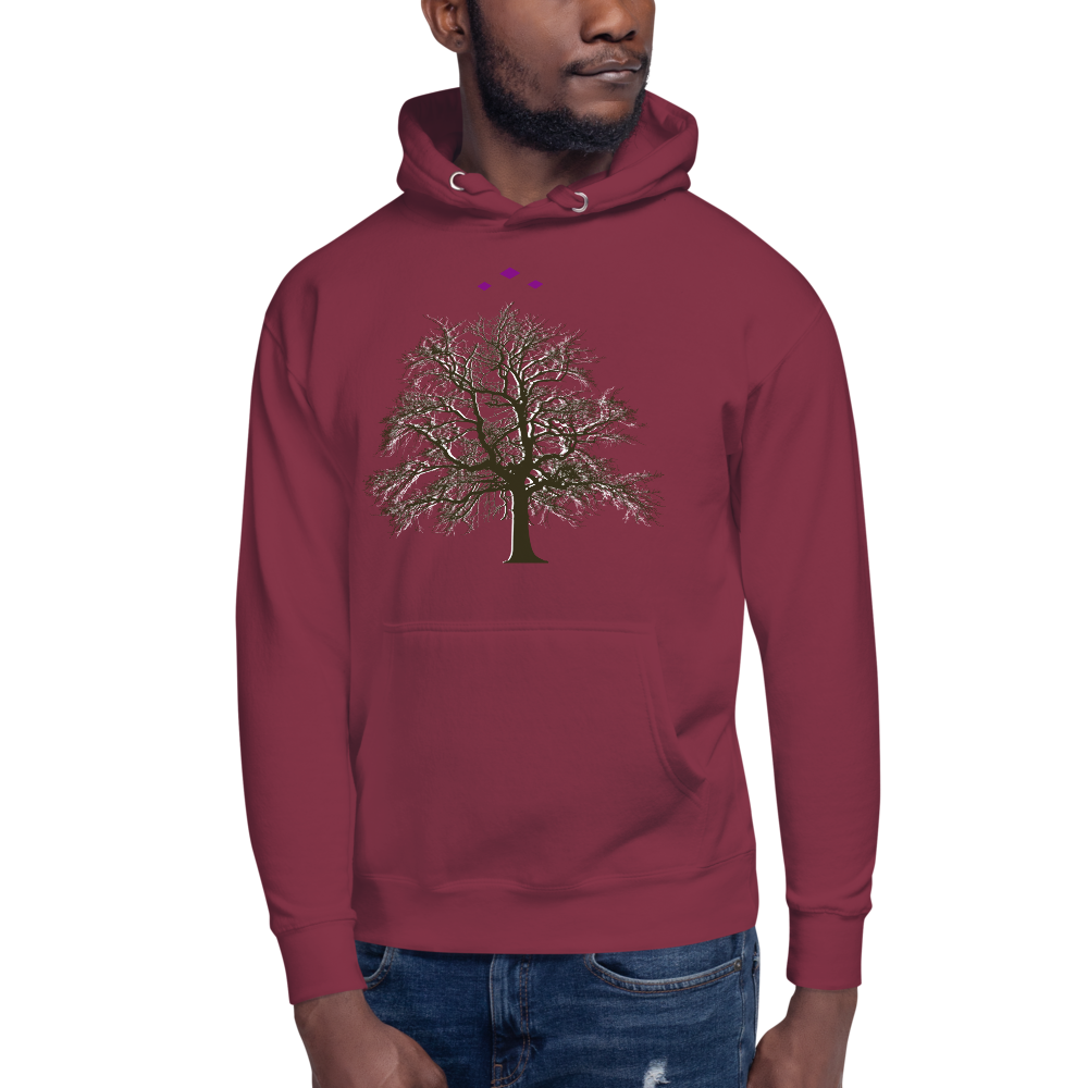 Tree's Light | White On Maroon Hoodie