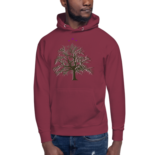 Tree's Light | White On Maroon Hoodie