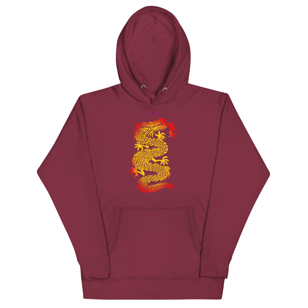 Dragon | Flame On Maroon Hoodie