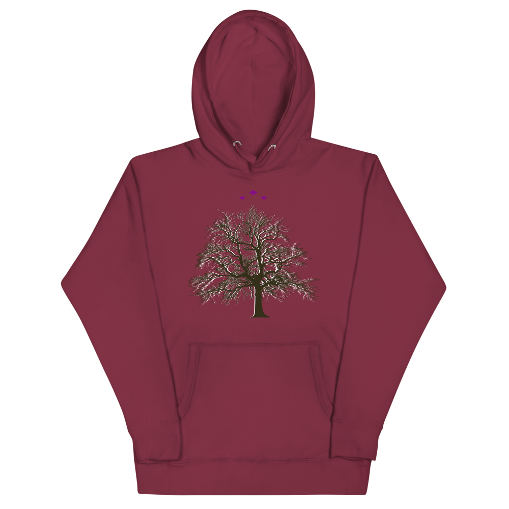 Tree's Light | White On Maroon Hoodie