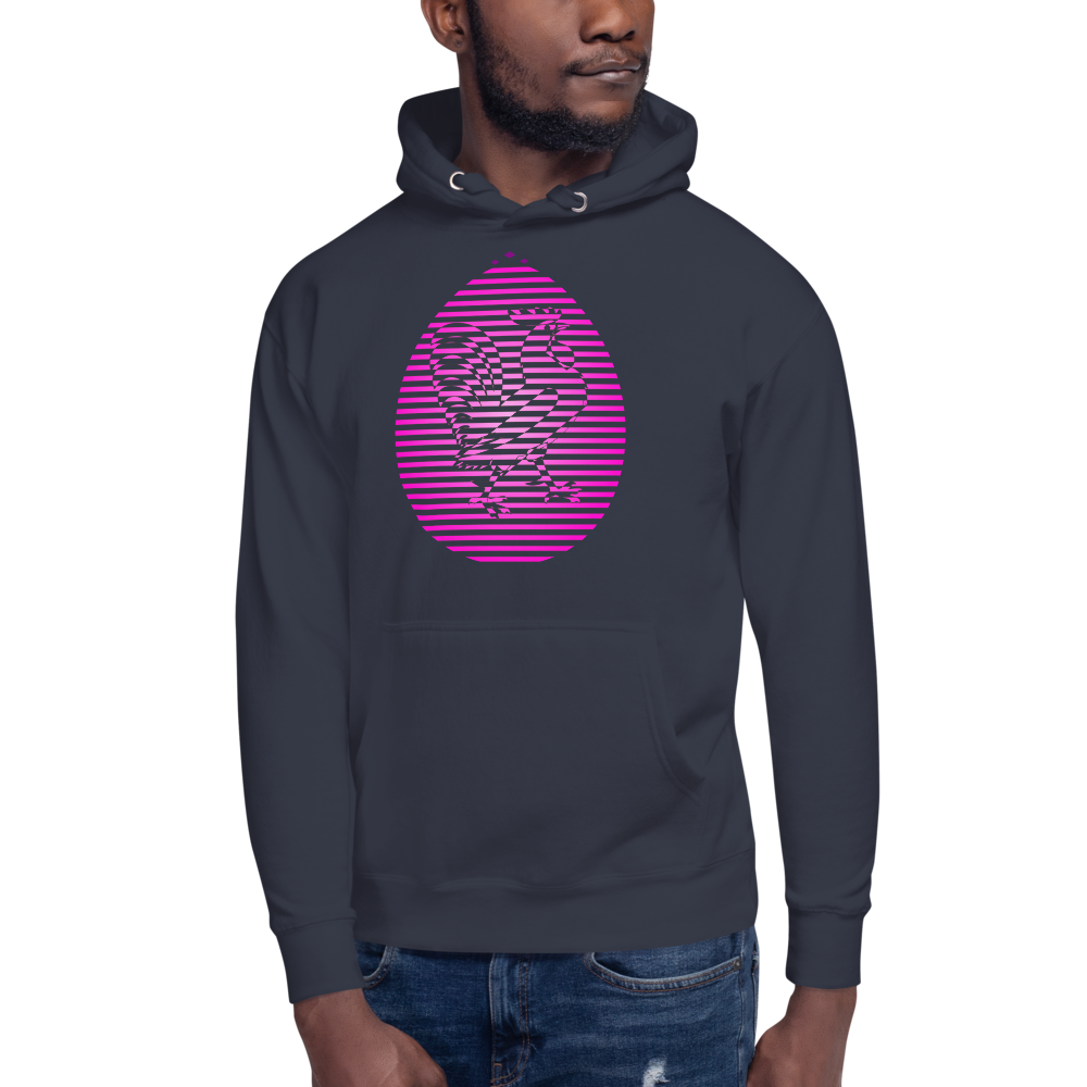 Rooster | Pink On Navy Hoodie