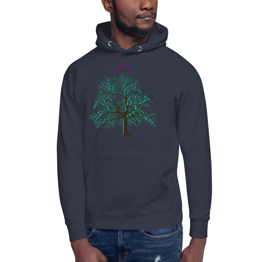 Tree's Light | Blue On Navy Hoodie