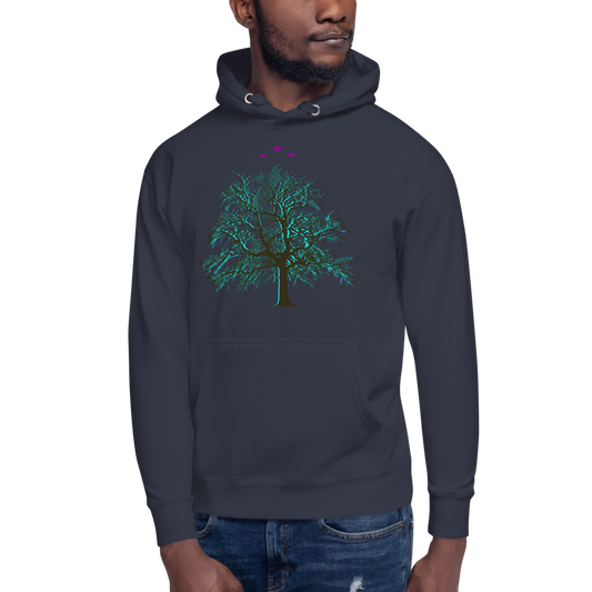 Tree's Light | Blue On Navy Hoodie