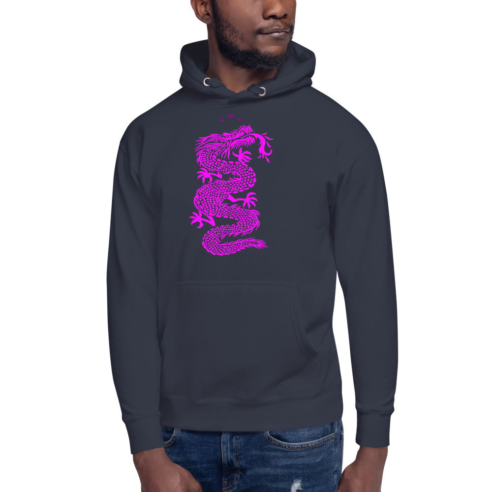 Dragon | Pink On Navy Hoodie