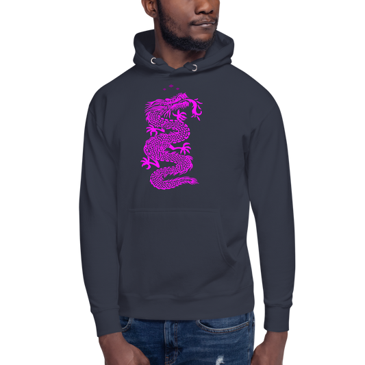 Dragon | Pink On Navy Hoodie