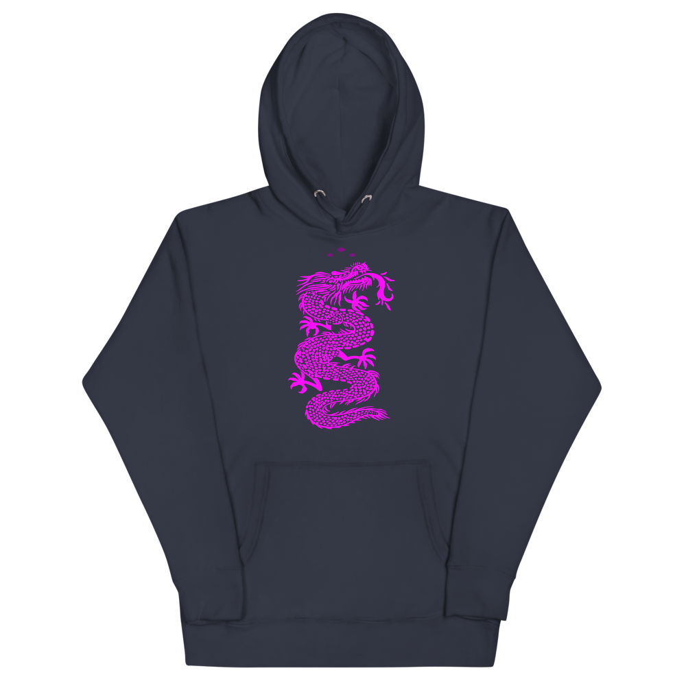 Dragon | Pink On Navy Hoodie