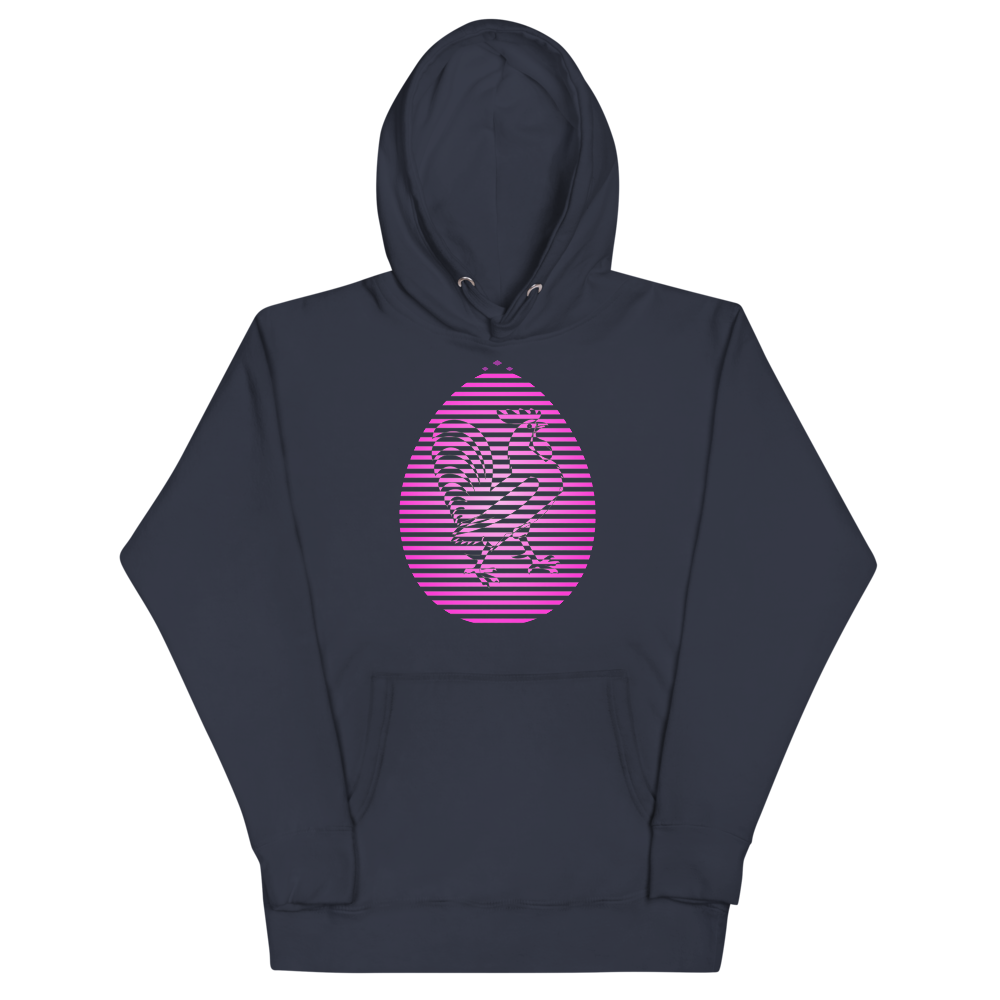 Rooster | Pink On Navy Hoodie