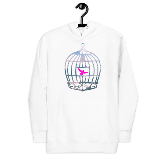 Uncaged | Pink On White Hoodie