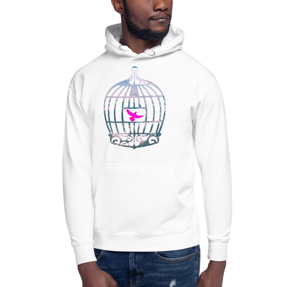 Uncaged | Pink On White Hoodie