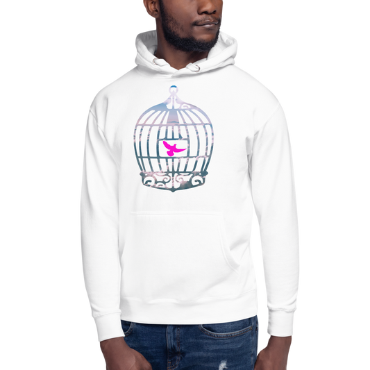 Uncaged | Pink On White Hoodie